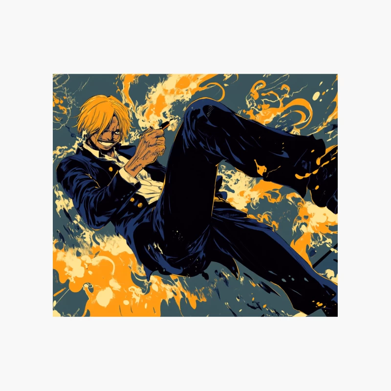 Dynamic Anime Character Engulfed in Flames Cotton Tote Bag