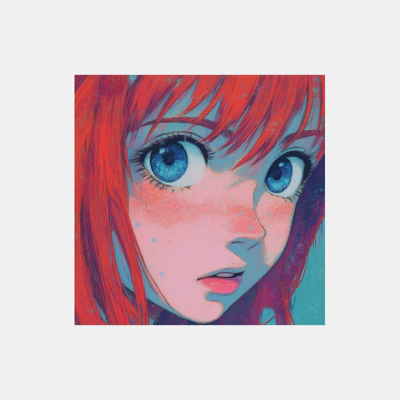 Vibrant Anime Portrait with Blue-Eyed Redhead Male Tank Top