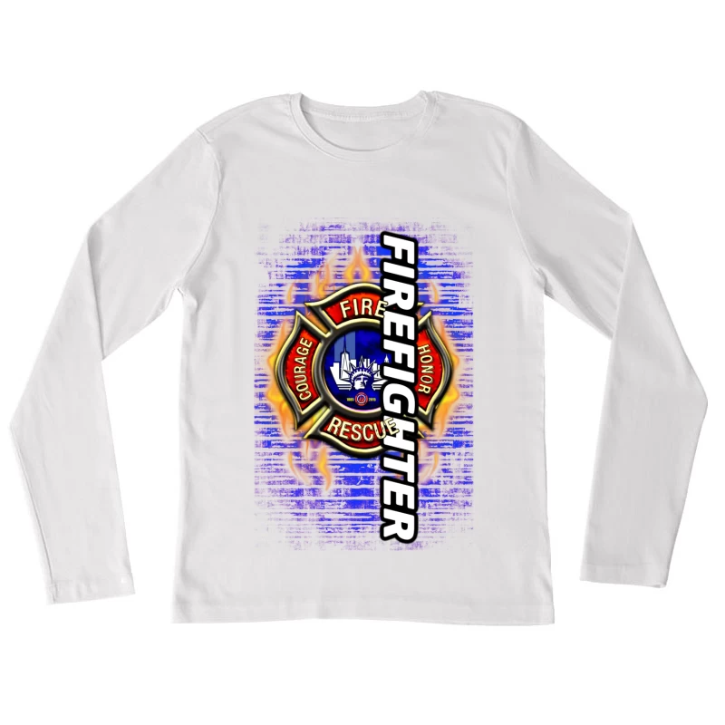 Hommage au courage et au sauvetage des pompiers Femme Manches Longues T-Shirt