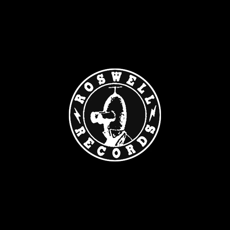 Roswell Records Black and White Circular Logo Desk Mat