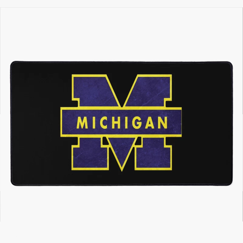 University of Michigan Athletic Block M Logo in Navy and Yellow Desk Mat