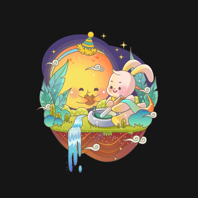 Fröhliches Mondfest mit Hase Herren T-Shirt
