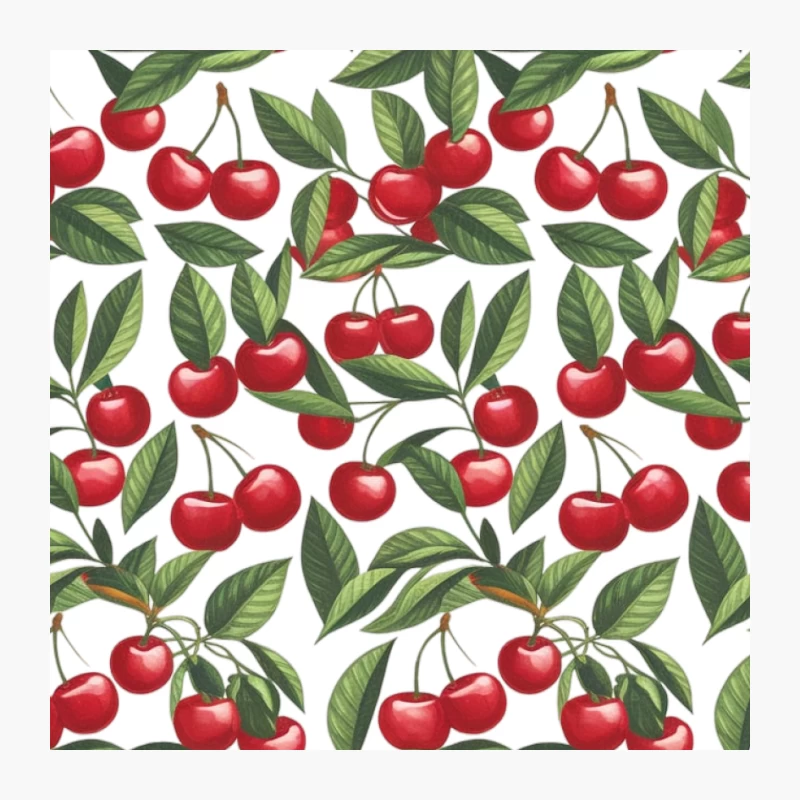 Vibrant Cherry Botanical Pattern: A Fresh Fruit Seamless Design Pin