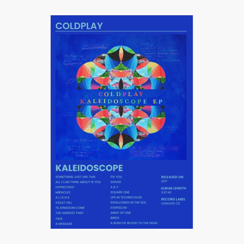 Coldplay's Kaleidoscope EP: Vibrant Album Cover with Track List Cotton Tote Bag