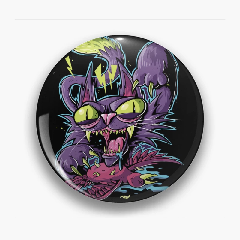 Angry Cartoon Cat Illustration Pin