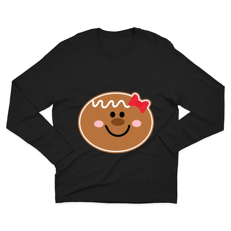 Visage de bonhomme en pain d'épices avec un nœud Homme Manches Longues T-Shirt