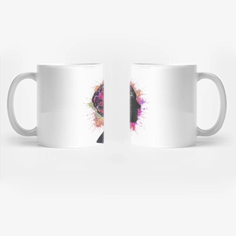 Digital Mind: AI Circuit Profile with Colorful Neural Splashes Coffee Mug