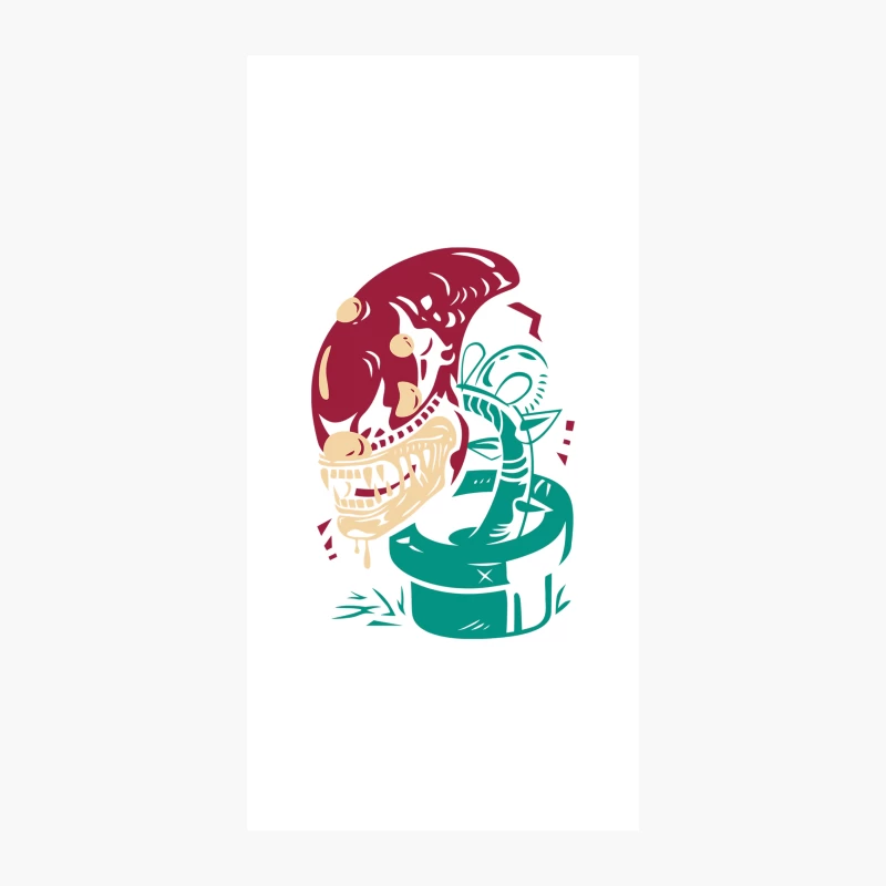 Retro Sci-Fi Monster Illustration iPhone Case