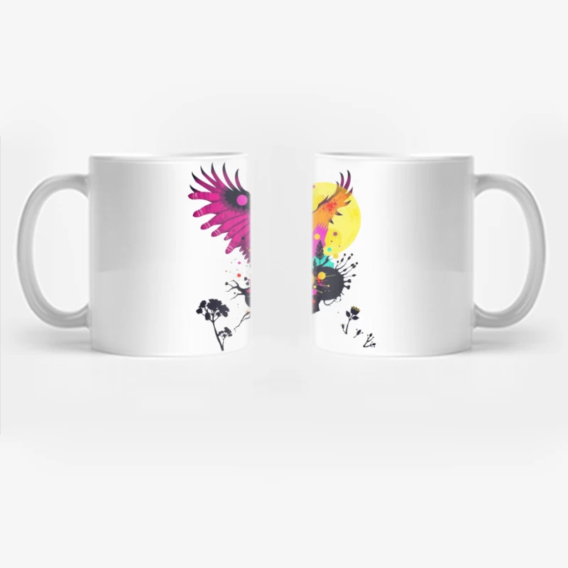 Vibrant Abstract Eagle Silhouette Under Moonlight Coffee Mug