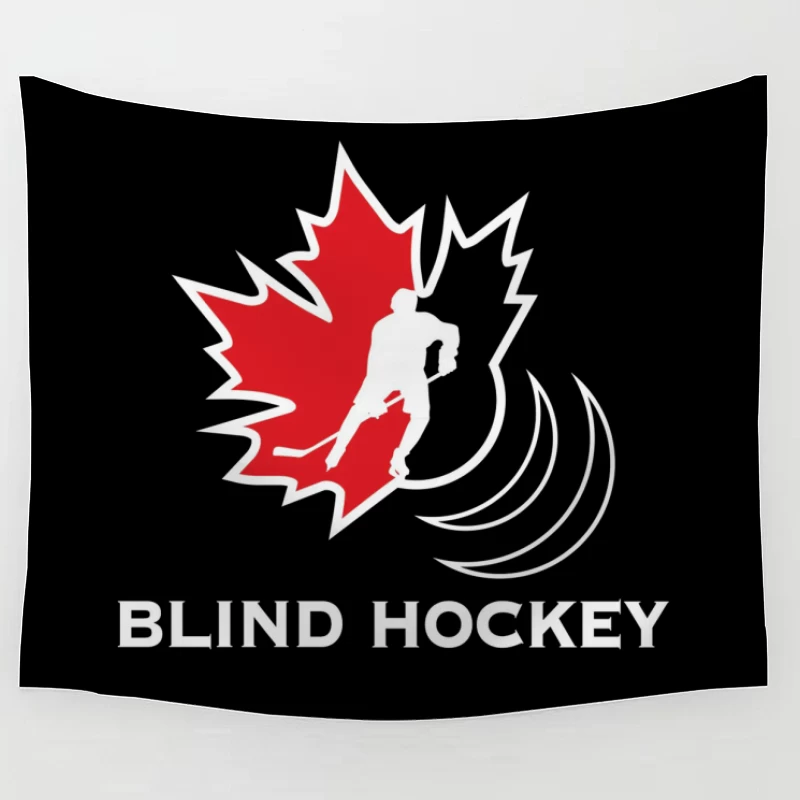 Canadian Blind Hockey Sports Logo Design Tapestry