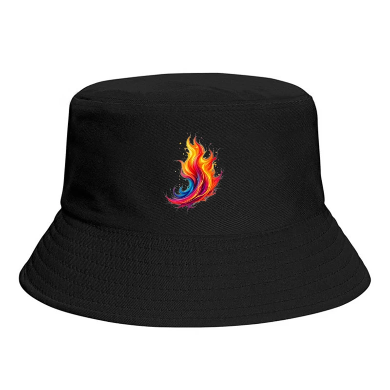 Vibrant Rainbow Flame Abstract Art Bucket Hat