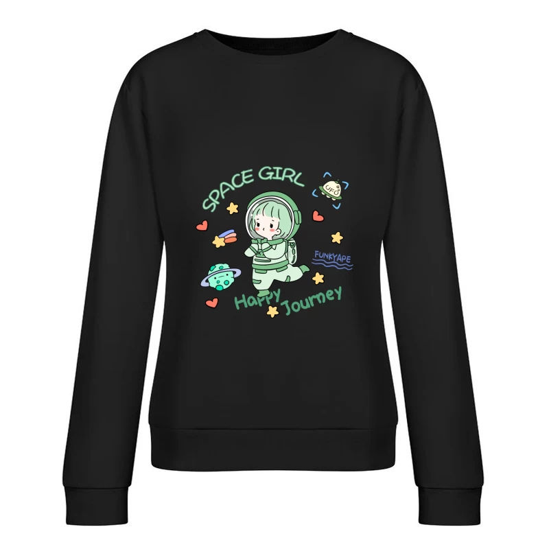 Fröhliche Reise mit Weltraummädchen Damen Pullover Sweatshirt