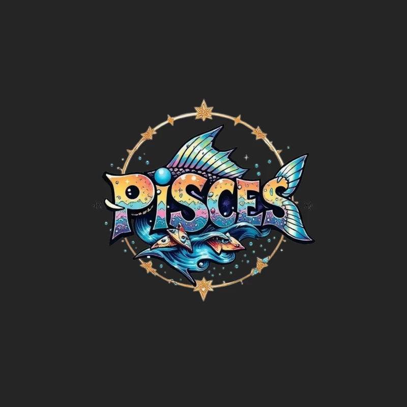 Colorful Pisces Zodiac Illustration Male Pullover Sweatshirt