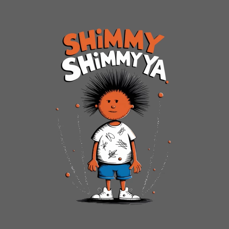 Spiky-Haired Cartoon Character with Shimmy Typography Male Tank Top