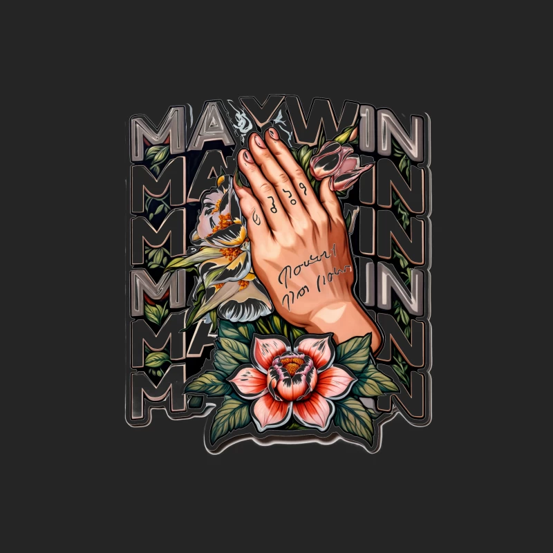Praying Hands with Floral Design Female Pullover Sweatshirt