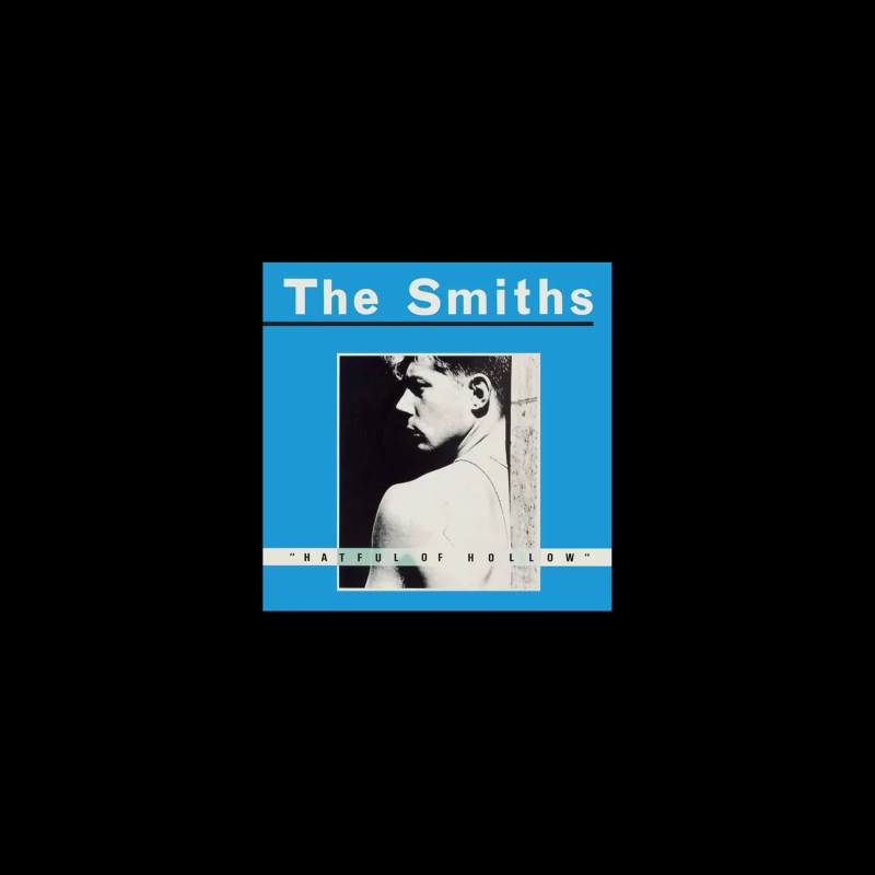 The Smiths "Hatful of Hollow" Album Cover with Black and White Portrait on Blue Background Coffee Mug