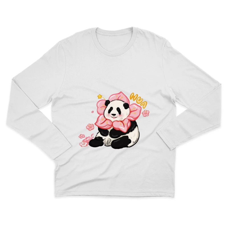 Panda mit Blumenkrone Herren Langarm T-Shirt