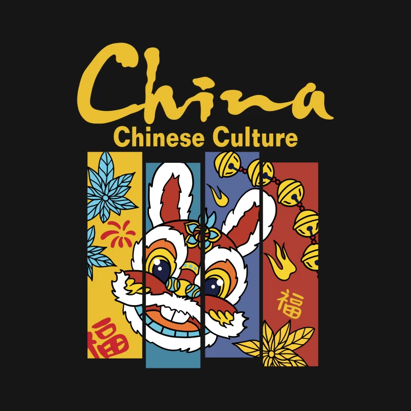 Chinesische Kultur mit Löwenkopf Herren Langarm T-Shirt