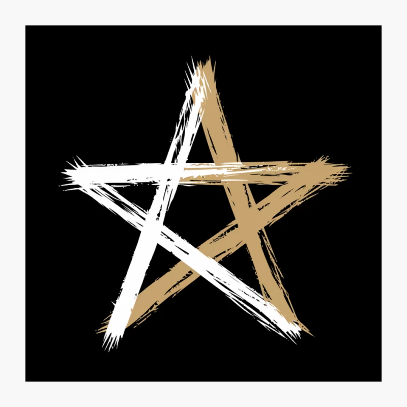 Gold and White Minimalist Brush Stroke Star Pin