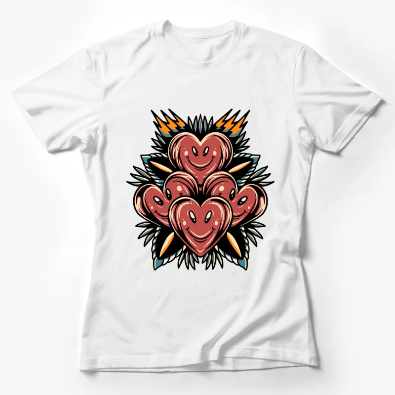 Playful Smiling Hearts Illustration Female T-Shirt