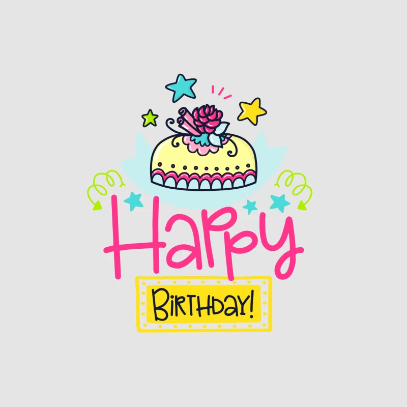 Carte d'anniversaire colorée avec gâteau et étoiles Homme Sweat à capuche