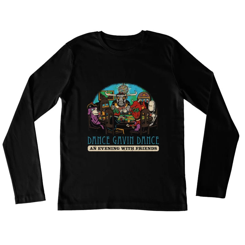 Dance Gavin Dance: Cartoon Characters Playing Poker Under Disco Ball Female Long Sleeve T-Shirt