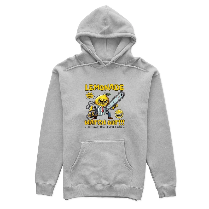 Angry Cartoon Lemon with Chainsaw: "Life Gave This Lemon a Saw" Female Pullover Hoodie