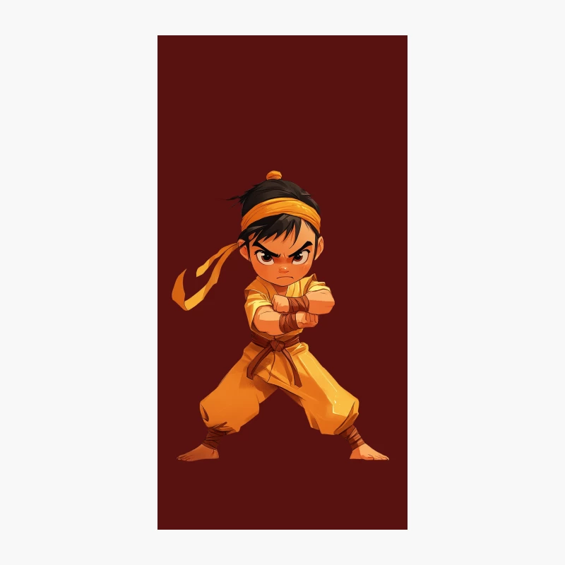 Young Martial Artist in Orange: Animated Warrior Ready for Action iPhone Case