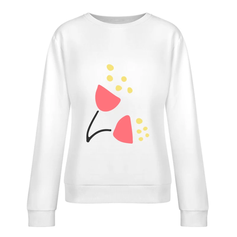 Fleurs stylisées avec points jaunes Femme Sweat-shirt à enfiler