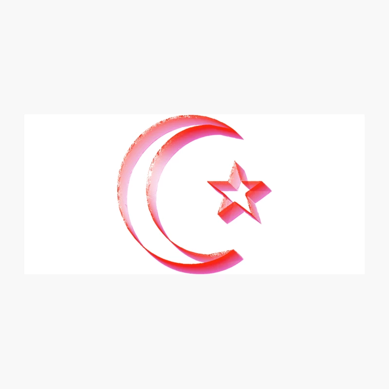 3D Red Star and Crescent Moon Design Coffee Mug