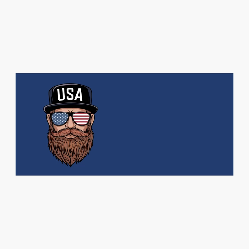Patriotic USA Hipster with American Flag Sunglasses and Beard Illustration Coffee Mug