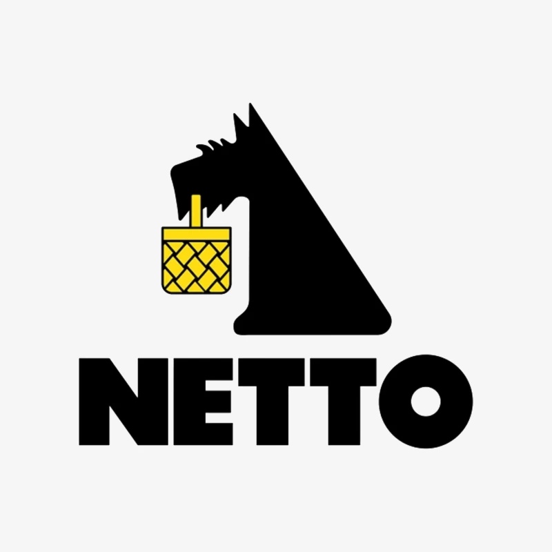 Netto Supermarket Logo with Black Dog and Yellow Basket Male Pullover Sweatshirt