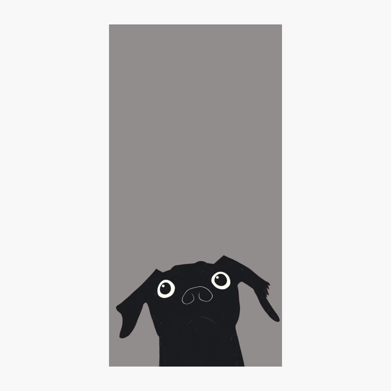 Cute Black Pug Cartoon Illustration iPhone Case