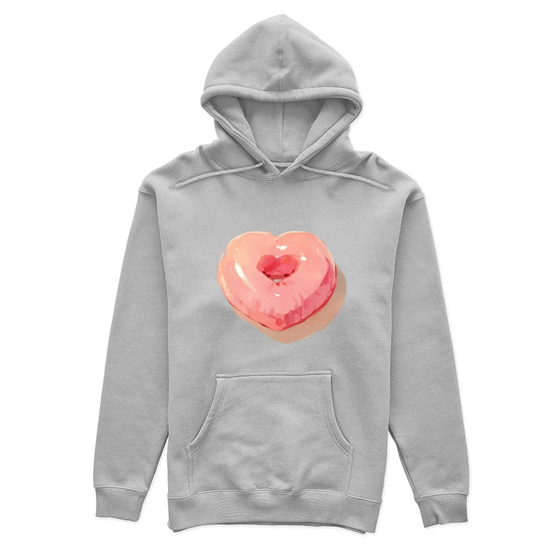 Pink Heart-Shaped Glazed Donut Digital Illustration Female Pullover Hoodie