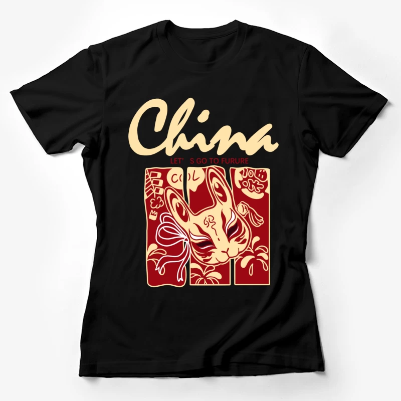 Traditionelles chinesisches Kaninchen-Design Damen T-Shirt