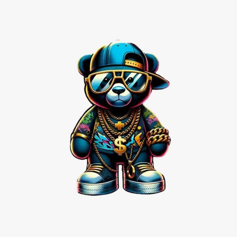 Hip-Hop Teddy Bär mit Goldschmuck Damen Pullover Sweatshirt