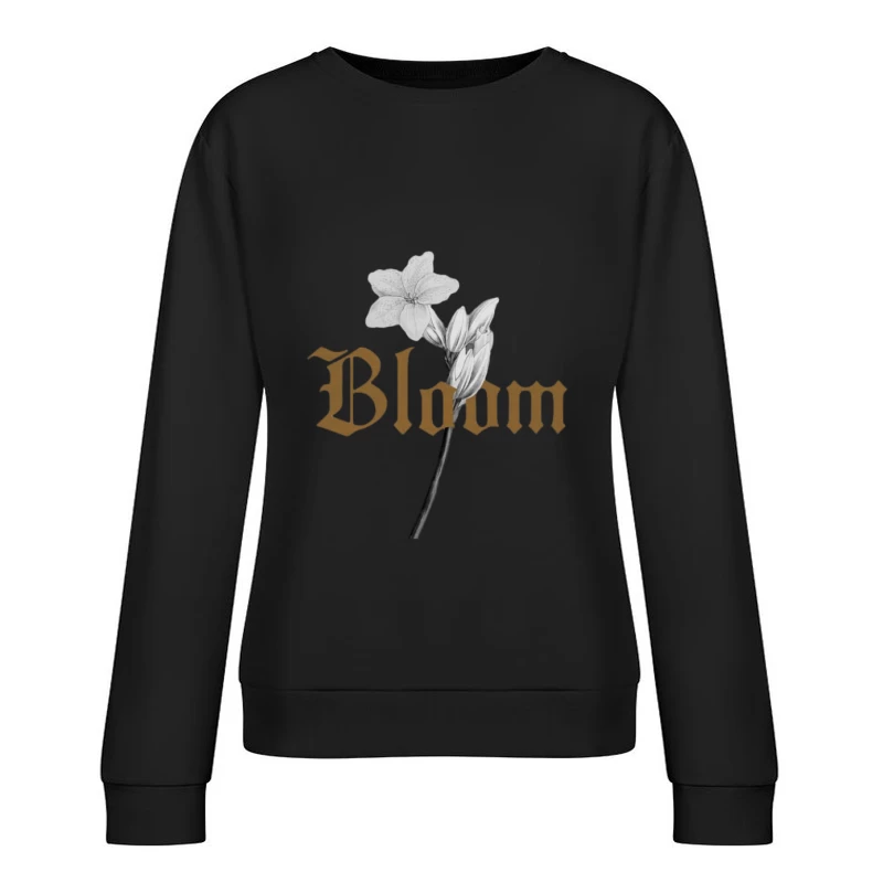 Blume und Gotik-Schrift Damen Pullover Sweatshirt