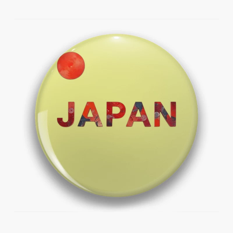 Minimalist Japanese Flag Design with Typography Pin