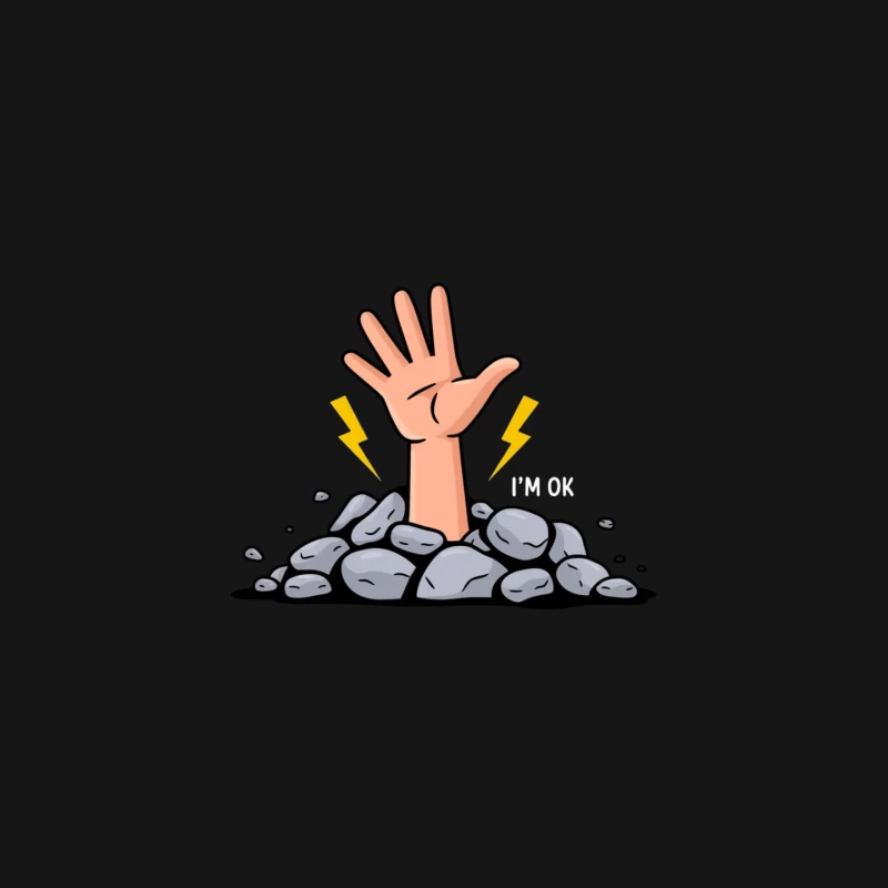Cartoon Hand Struggling to Emerge from Rocks with Lightning Mouse Pad