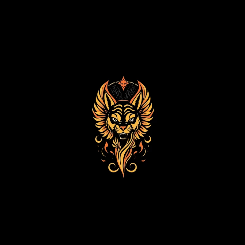 Fierce Winged Lion Illustration Desk Mat