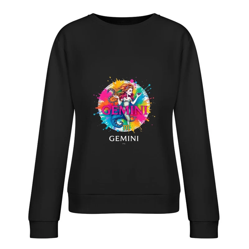 Colorful Gemini Mermaid Artwork Female Pullover Sweatshirt