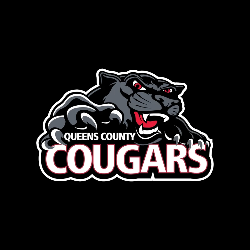 Queens County Cougars Sports Team Logo with Black Cougar Mascot Mouse Pad