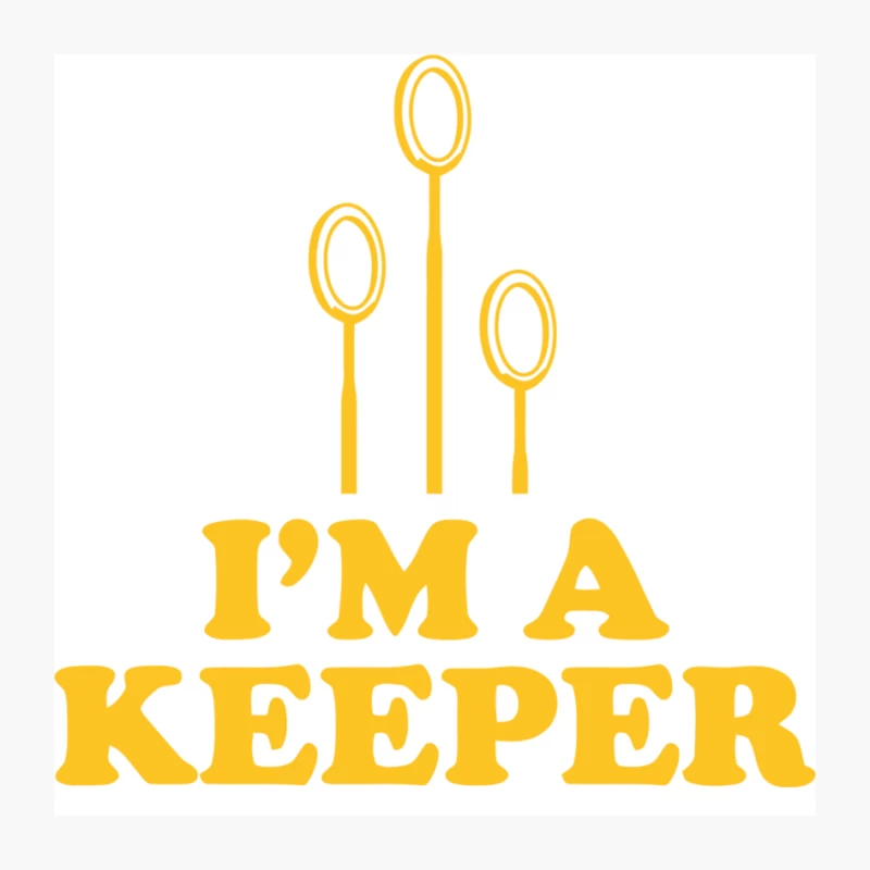 Quidditch Keeper Slogan with Yellow Spoons Pin