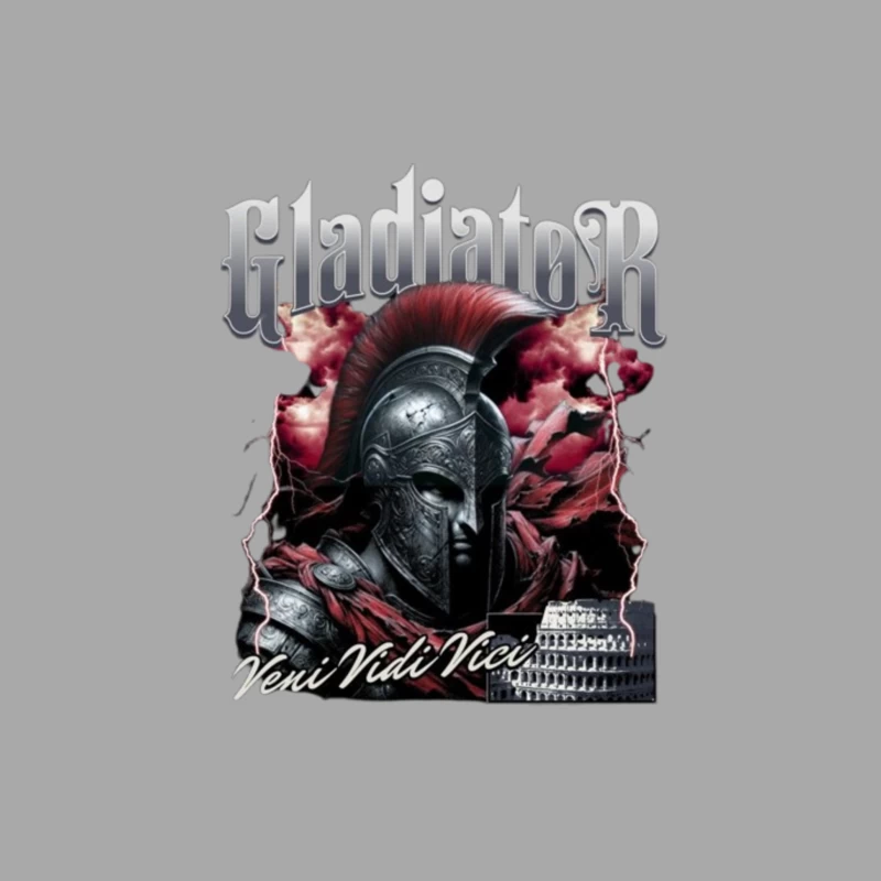 Dramatic Gladiator Warrior with Roman Colosseum in Blood Red Mist Male Pullover Hoodie