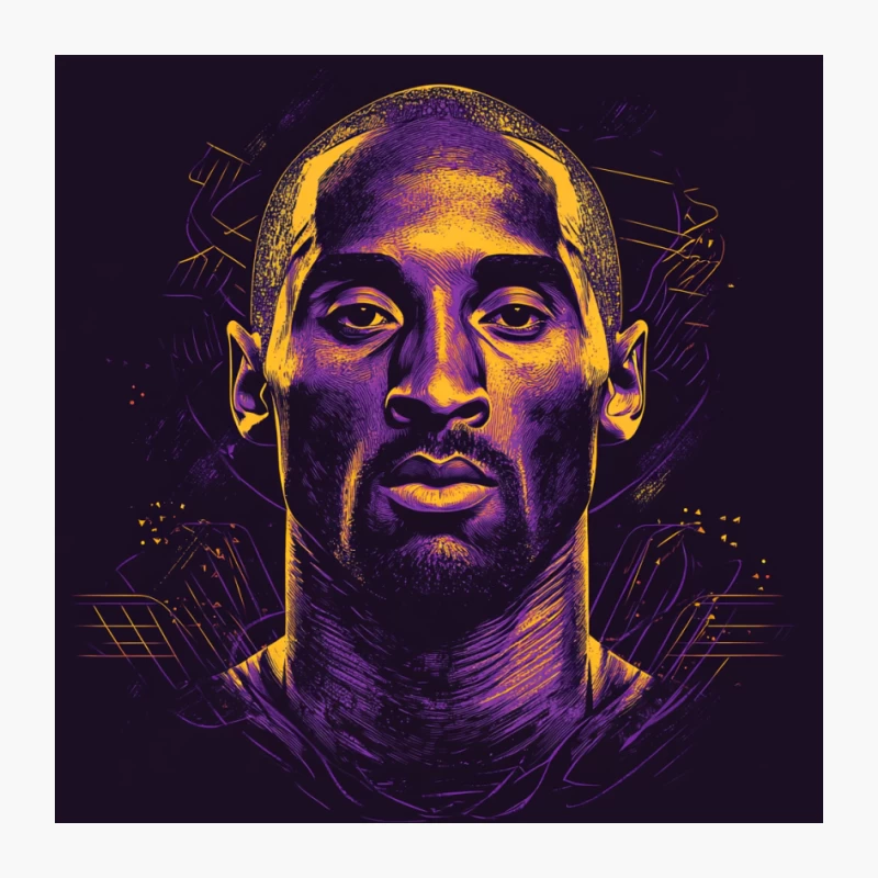 Artistic Portrait of Basketball Icon in Purple and Gold Pin