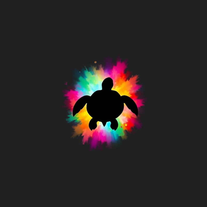 Colorful Turtle Silhouette Art Bucket Hat
