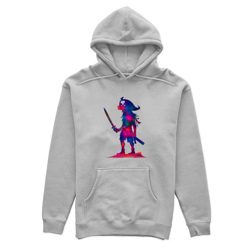 Cosmic Pirate Silhouette with Sword Female Pullover Hoodie