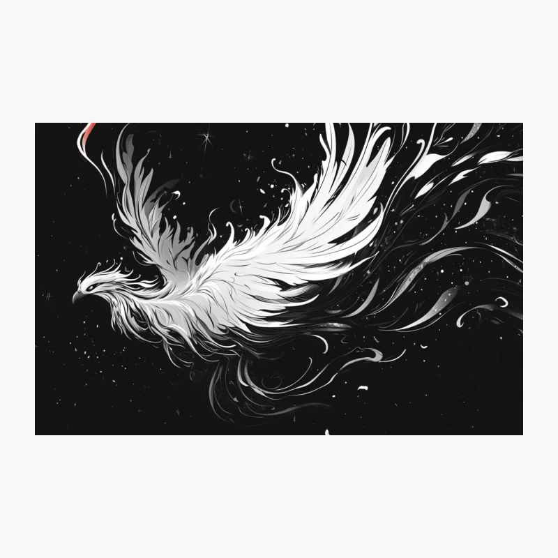 Celestial Phoenix: A Mythical Creature in Black and White Fantasy Art Travel Mug