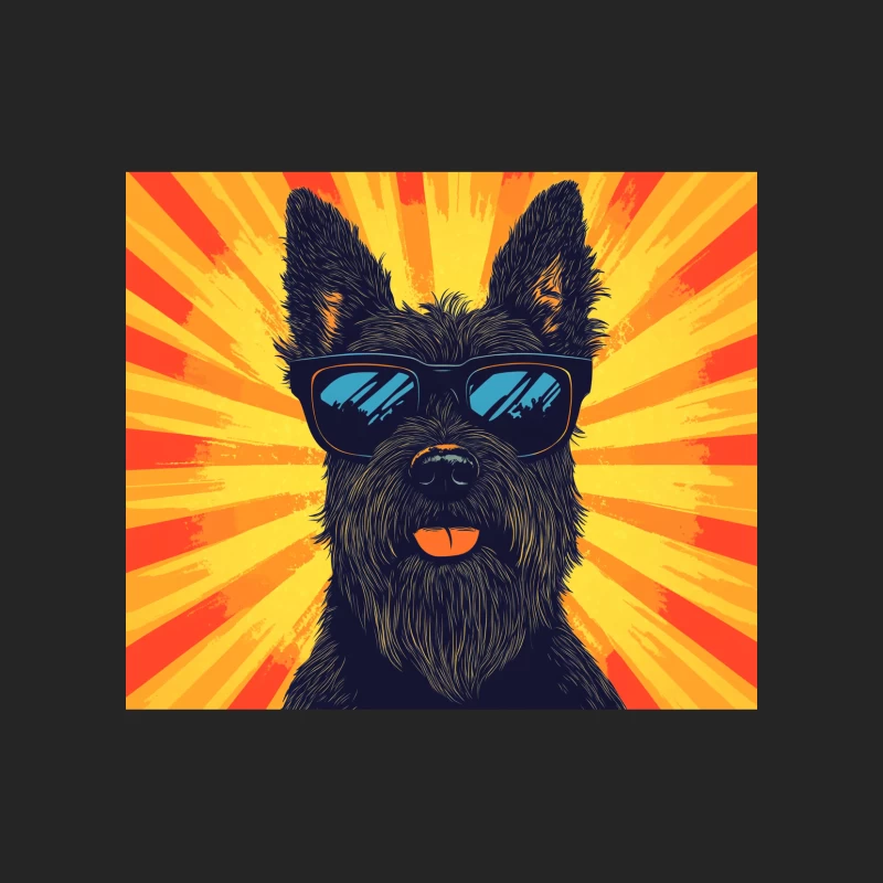 Cool Scottish Terrier with Sunglasses in Retro Pop Art Style Male Pullover Sweatshirt