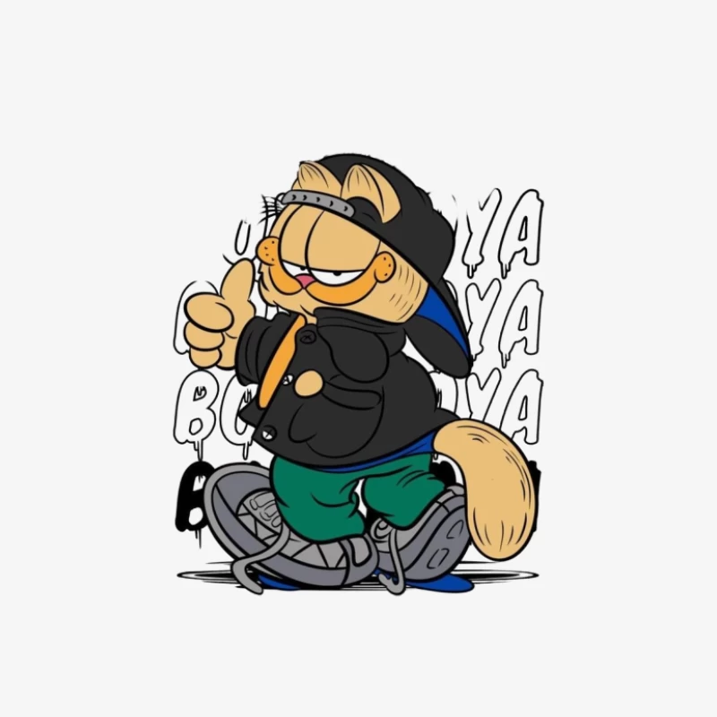 Garfield im Hip-Hop-Stil Herren Langarm T-Shirt